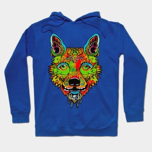 Chupacabra Head Psychedelic Art - Surreal Cryptid Illustration Hoodie